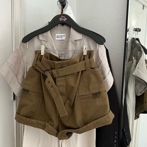 ISABEL MARANT  Santa Belted Cotton-Canvas Shorts - Brown